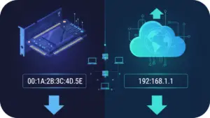 showing concept of mac and ip address